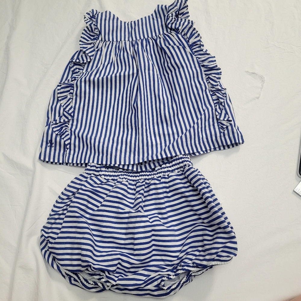 Ralph Lauren Striped Set; Top And Bloomers, Size 24 M